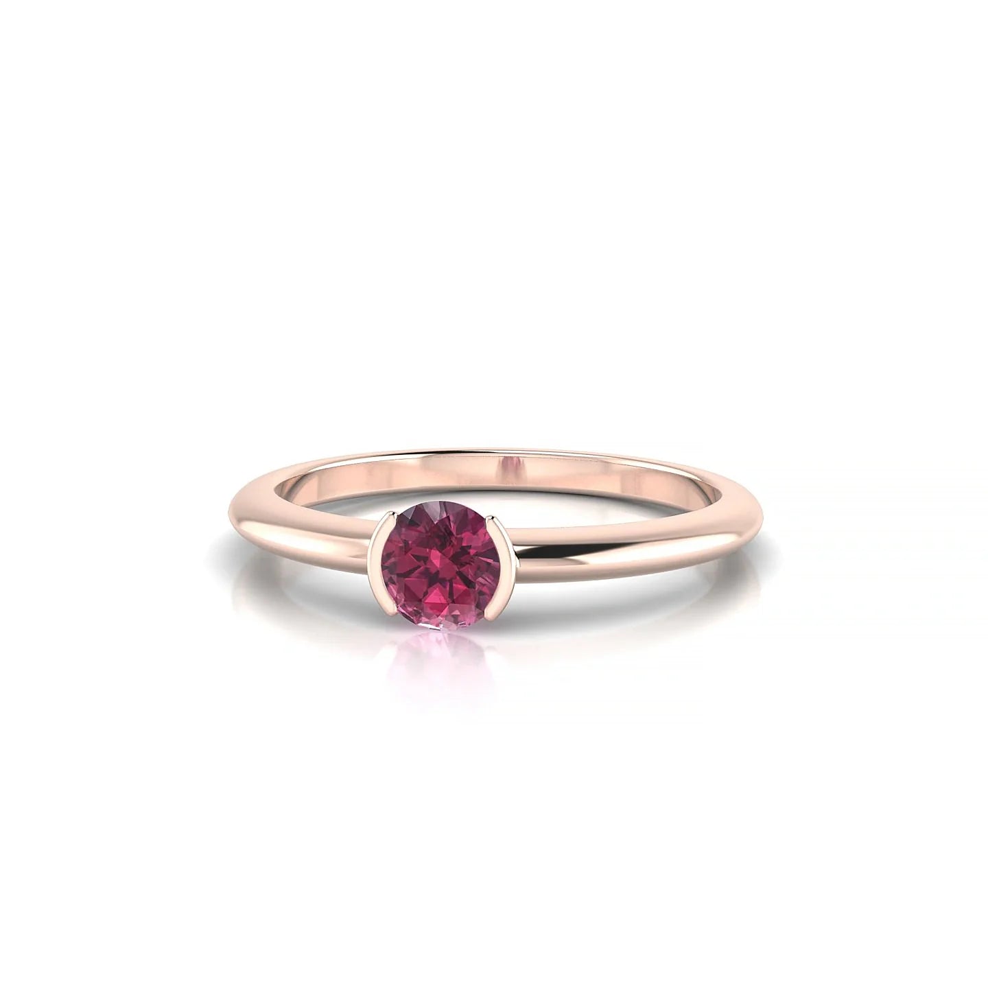 Suspense | 18k Rose Gold 4.5 mm Round Rhodolite Ring