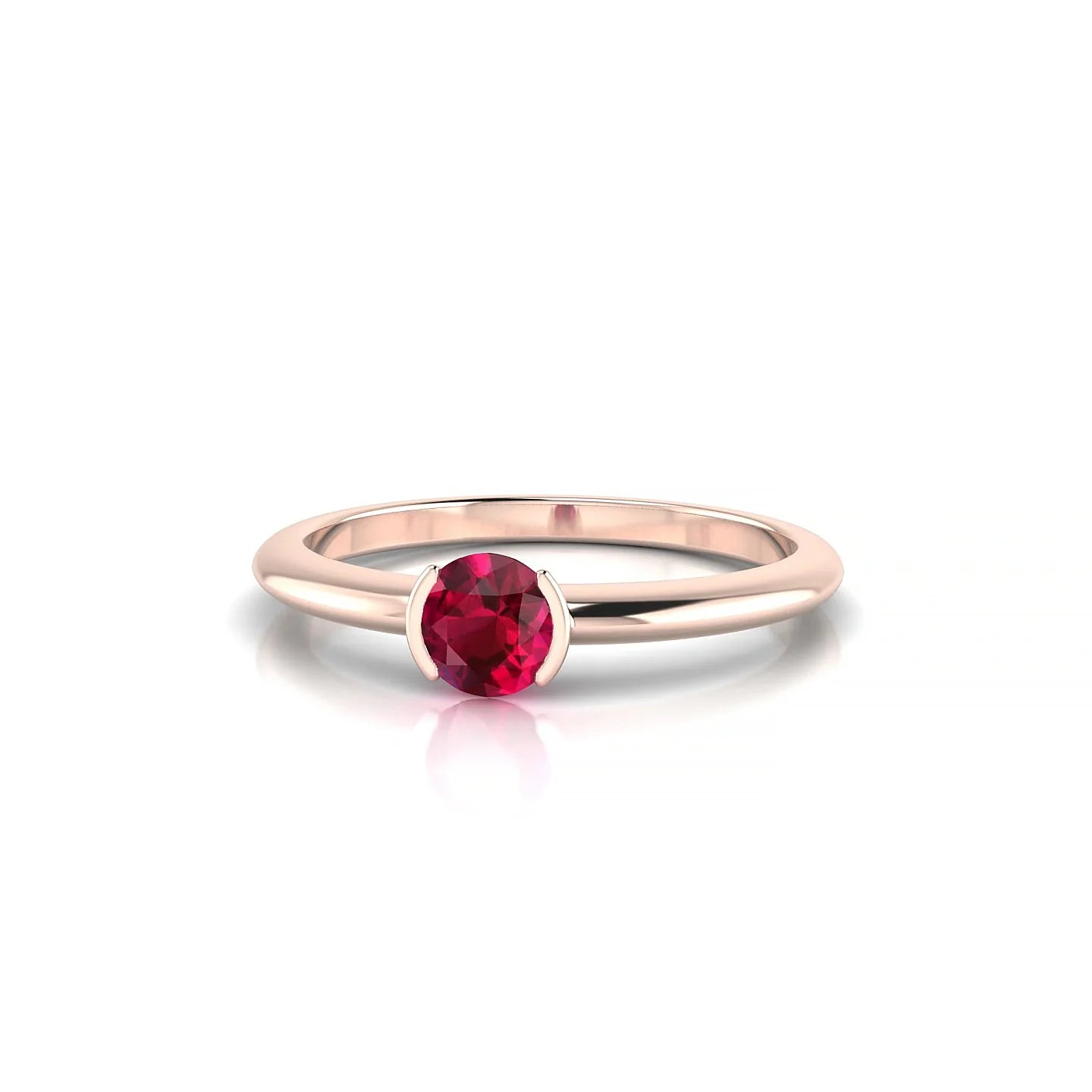 Suspense | 18k Rose Gold 4.5 mm Round Ruby Ring