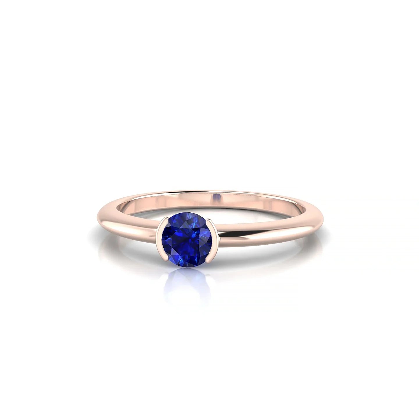 Suspense | 18k Rose Gold 4.5 mm Round Sapphire Ring