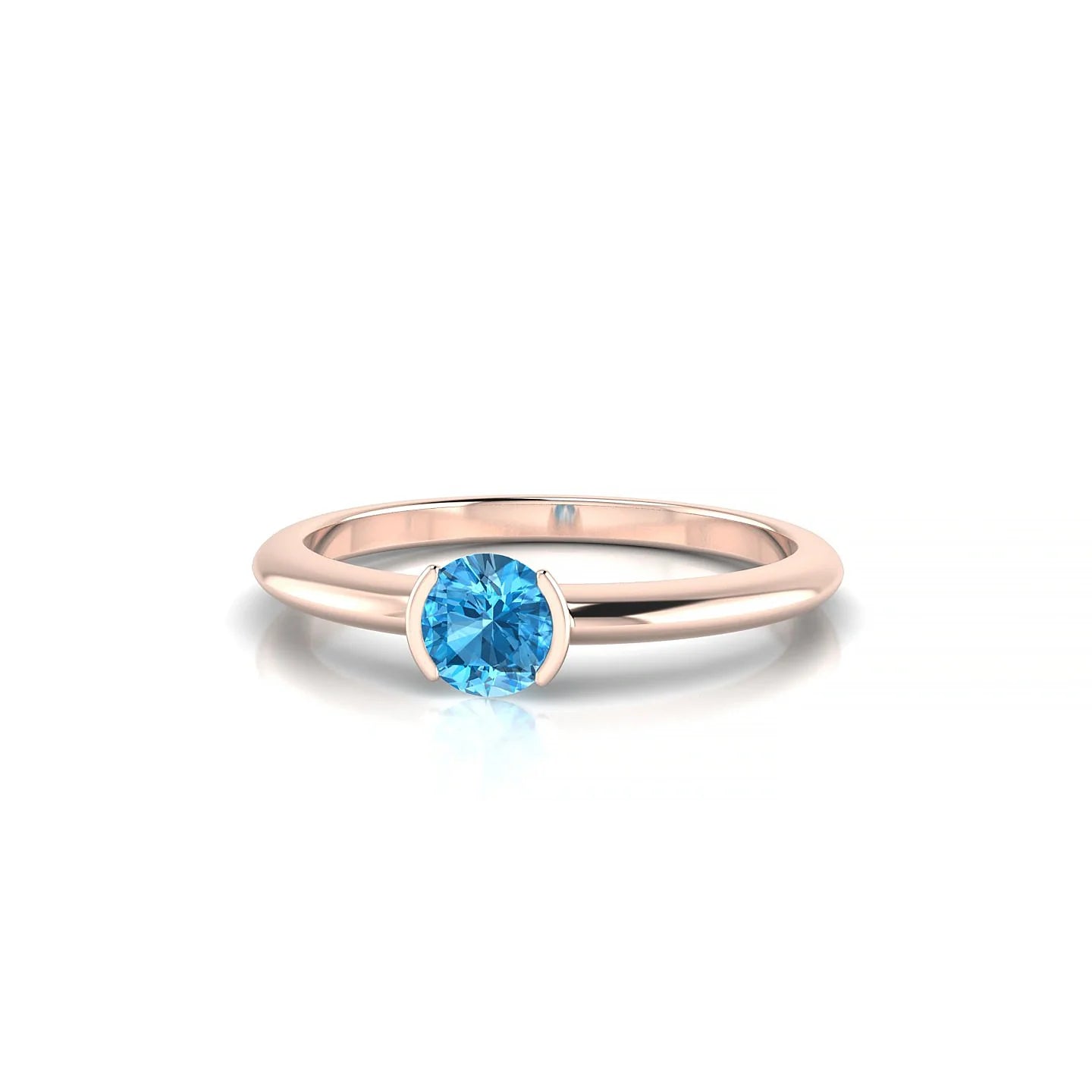 Suspense | 18k Rose Gold 4.5 mm Round Topaz Ring