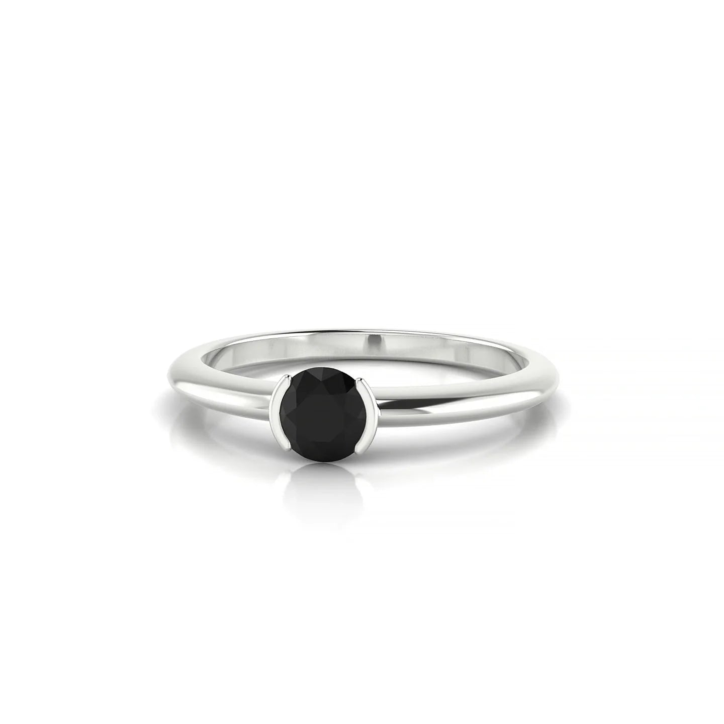 Suspense | 18k White Gold 4.5 mm Round Black Diamond Ring