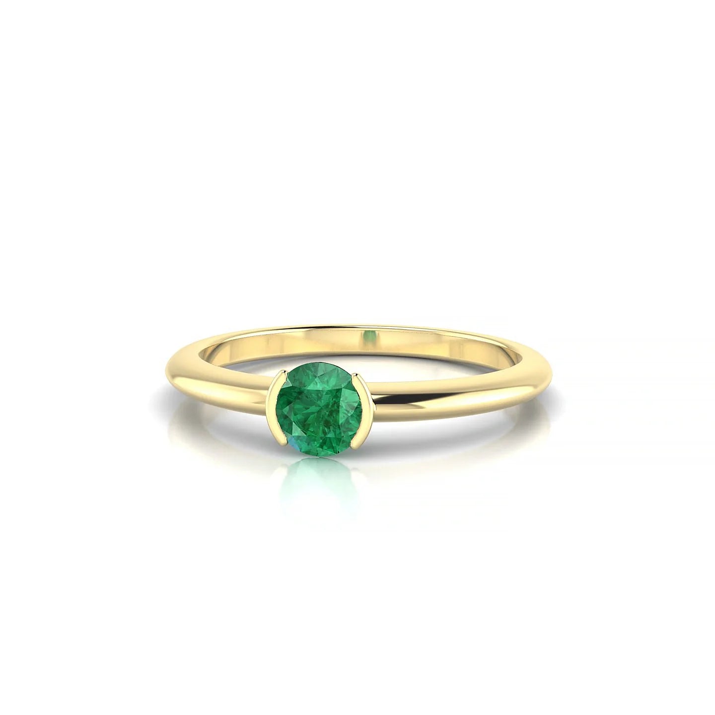 Suspense | 18k Yellow Gold 4.5 mm Round Emerald Ring
