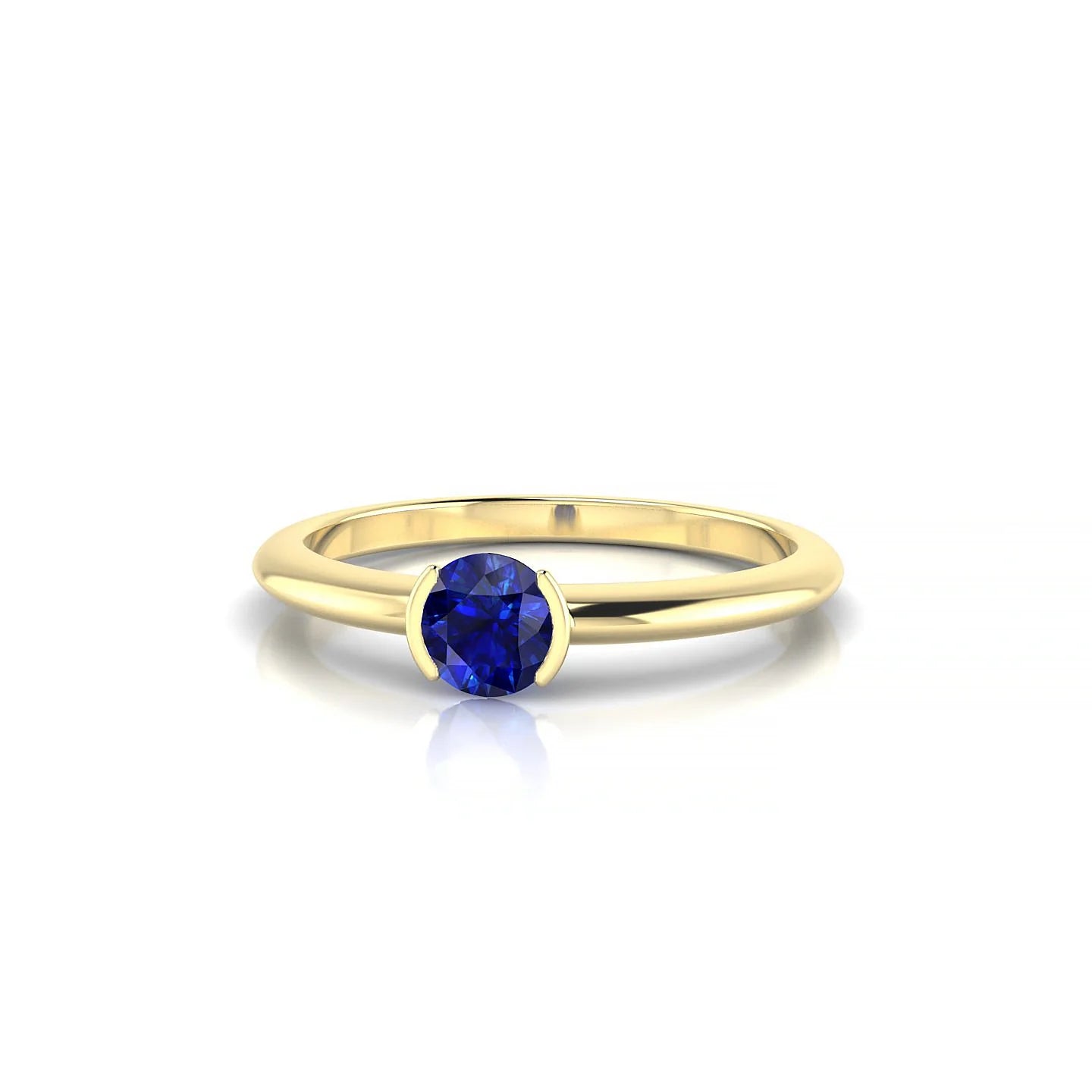 Suspense | 18k Yellow Gold 4.5 mm Round Sapphire Ring