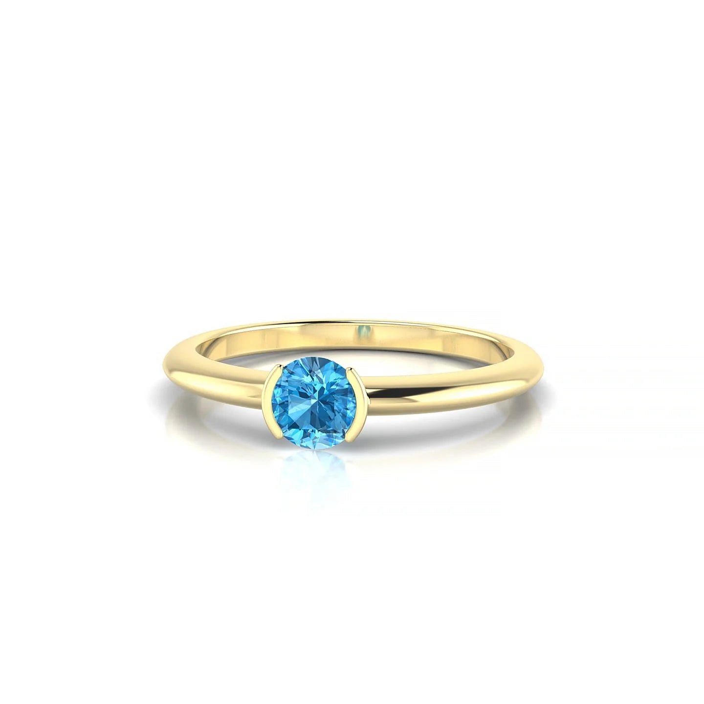 Suspense | 18k Yellow Gold 4.5 mm Round Topaz Ring
