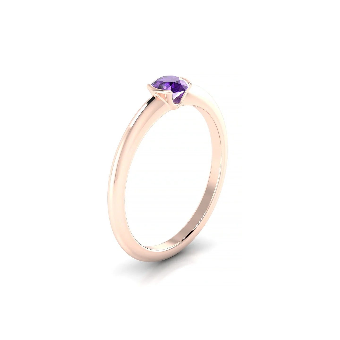 Suspense | 18k Rose Gold 4.5 mm Round Amethyst Ring