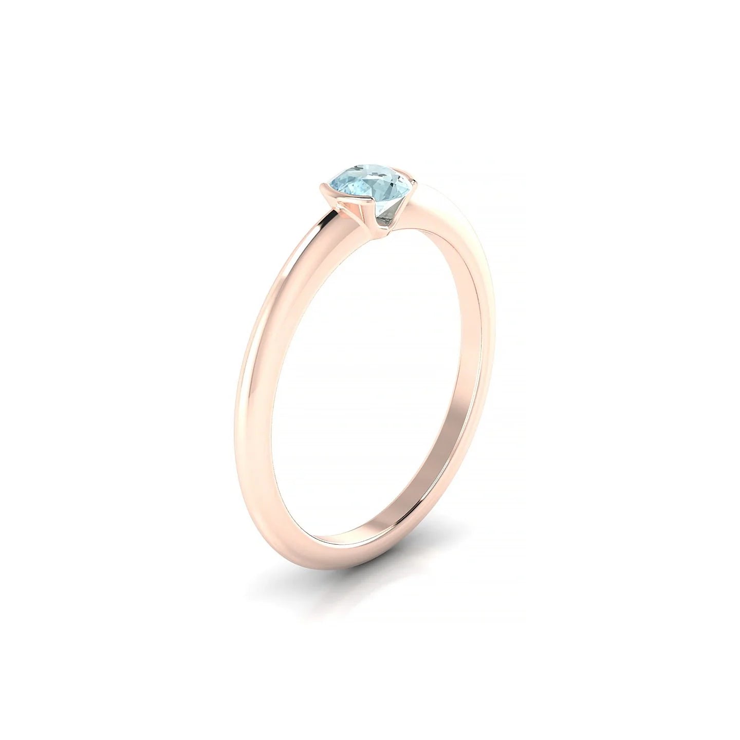 Suspense | 18k Rose Gold 4.5 mm Round Aquamarine Ring