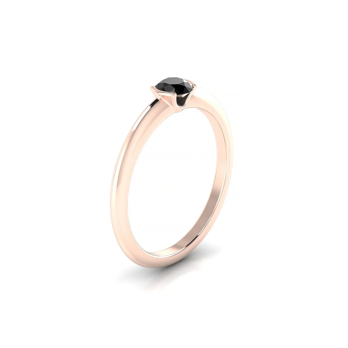 Suspense | 18k Rose Gold 4.5 mm Round Black Diamond Ring