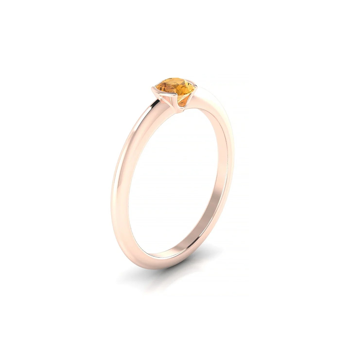 Suspense | 18k Rose Gold 4.5 mm Round Citrine Ring