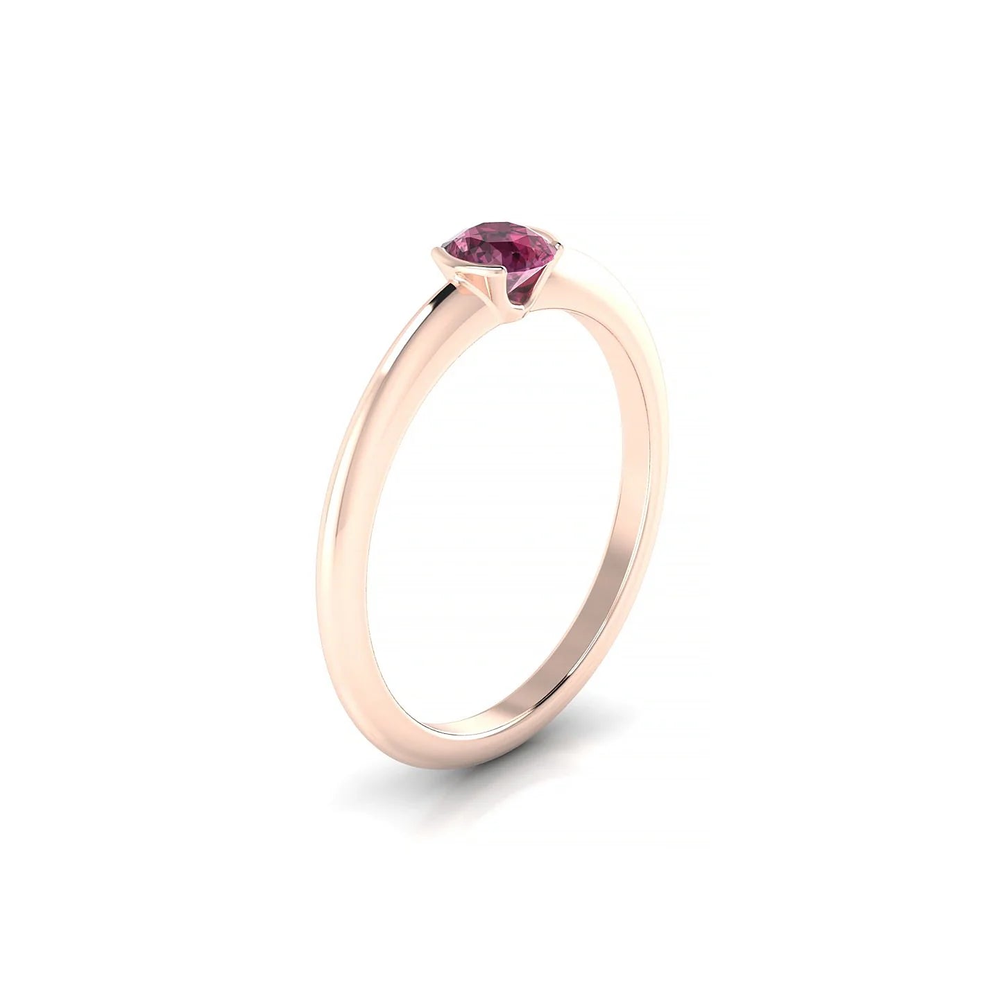 Suspense | 18k Rose Gold 4.5 mm Round Rhodolite Ring
