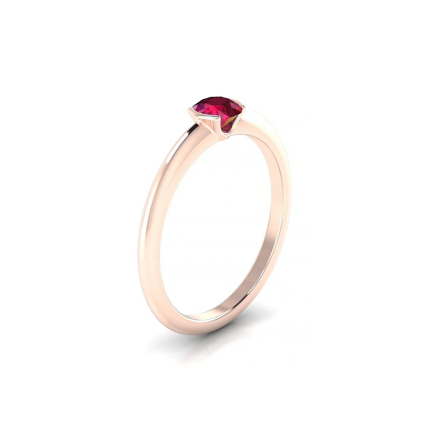 Suspense | 18k Rose Gold 4.5 mm Round Ruby Ring