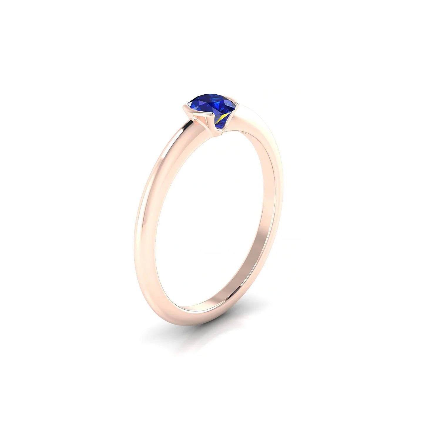 Suspense | 18k Rose Gold 4.5 mm Round Sapphire Ring