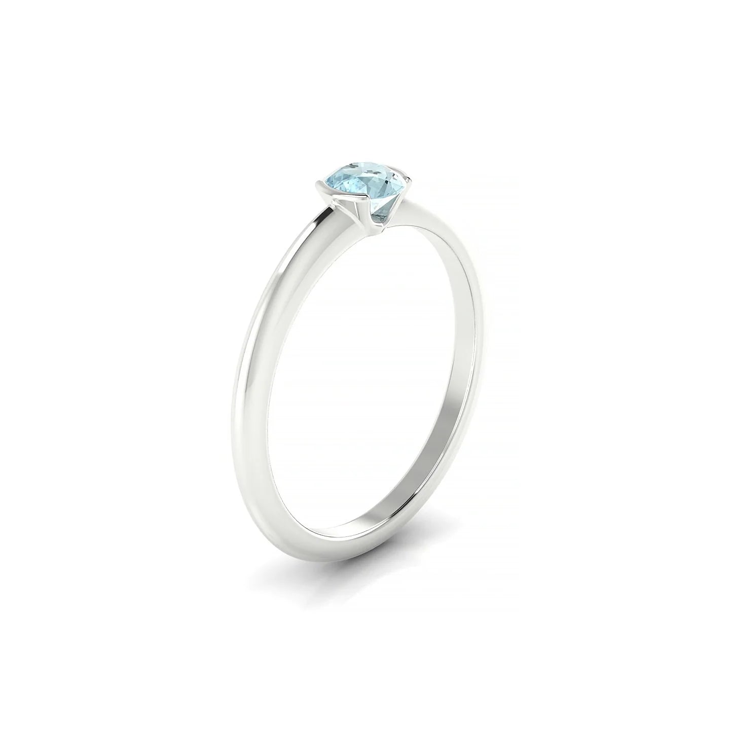 Suspense | 18k White Gold 4.5 mm Round Aquamarine Ring