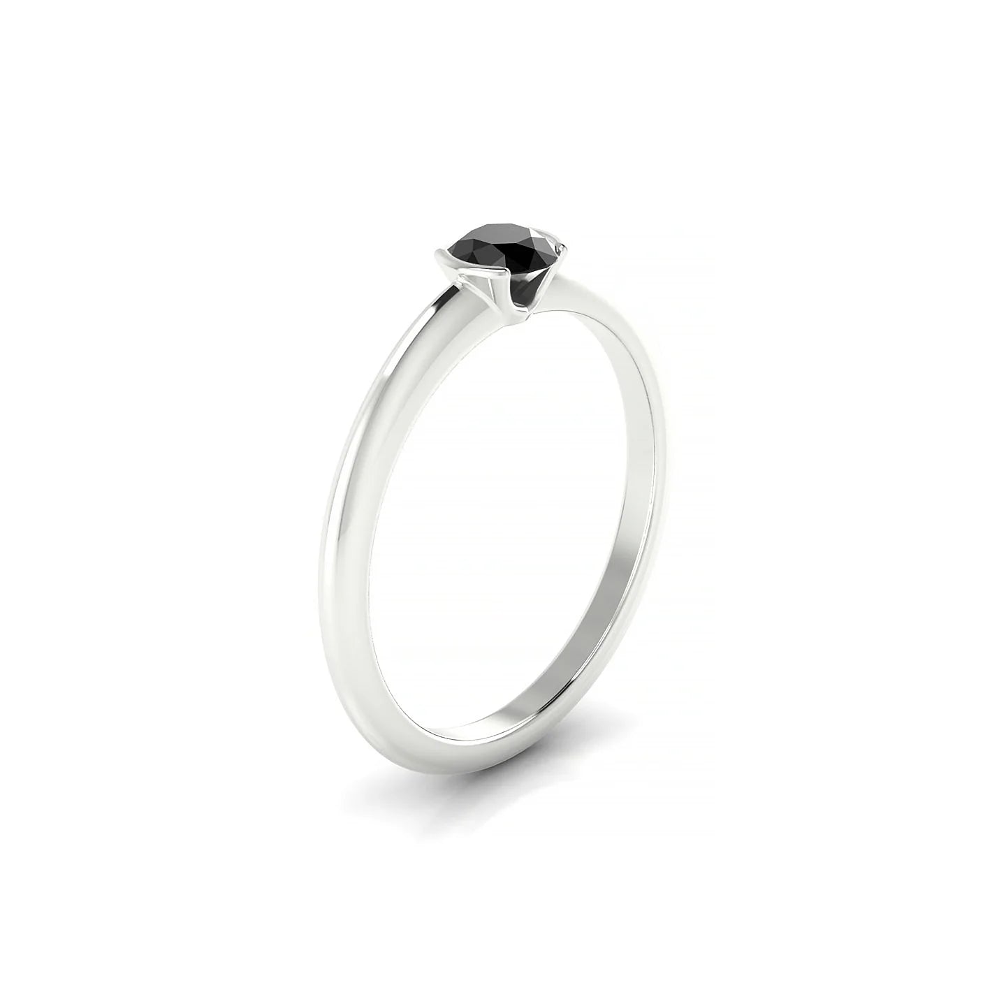 Suspense | 18k White Gold 4.5 mm Round Black Diamond Ring