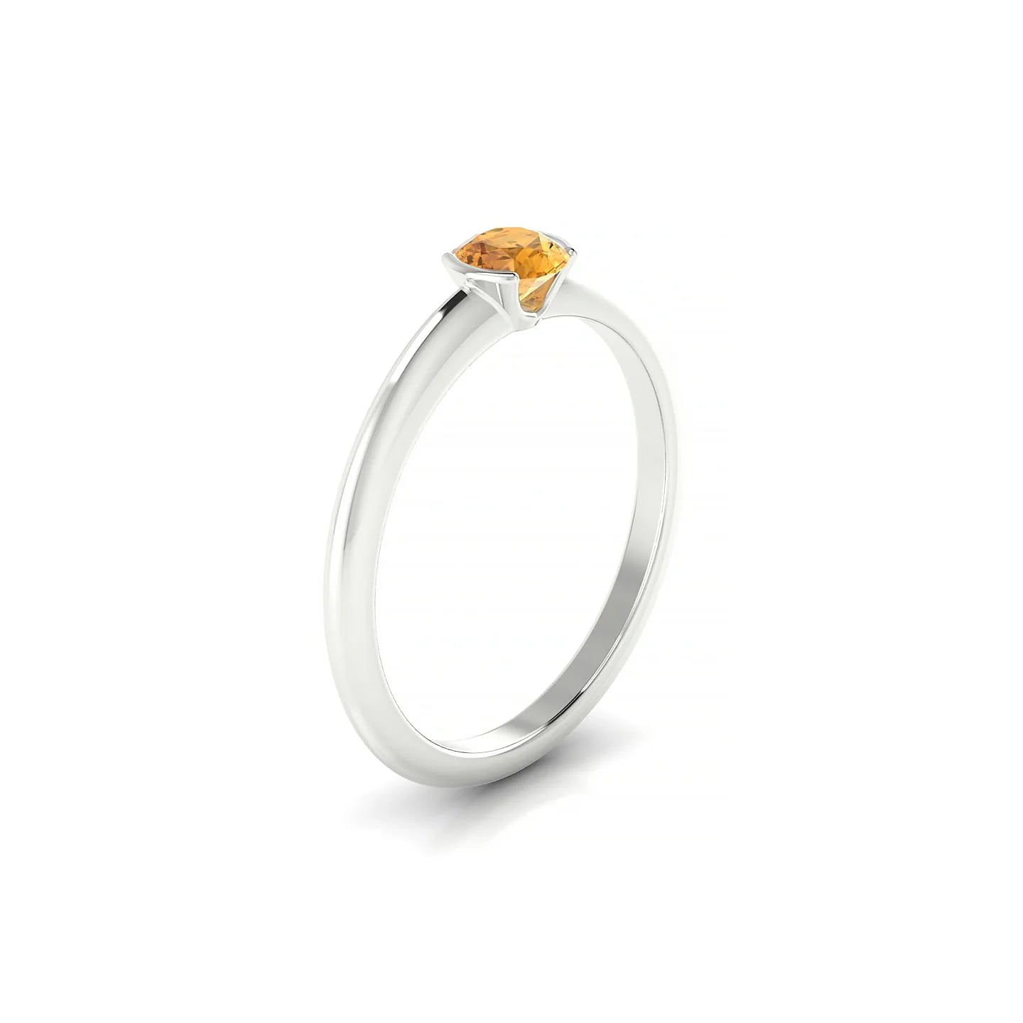 Suspense | 18k White Gold 4.5 mm Round Citrine Ring