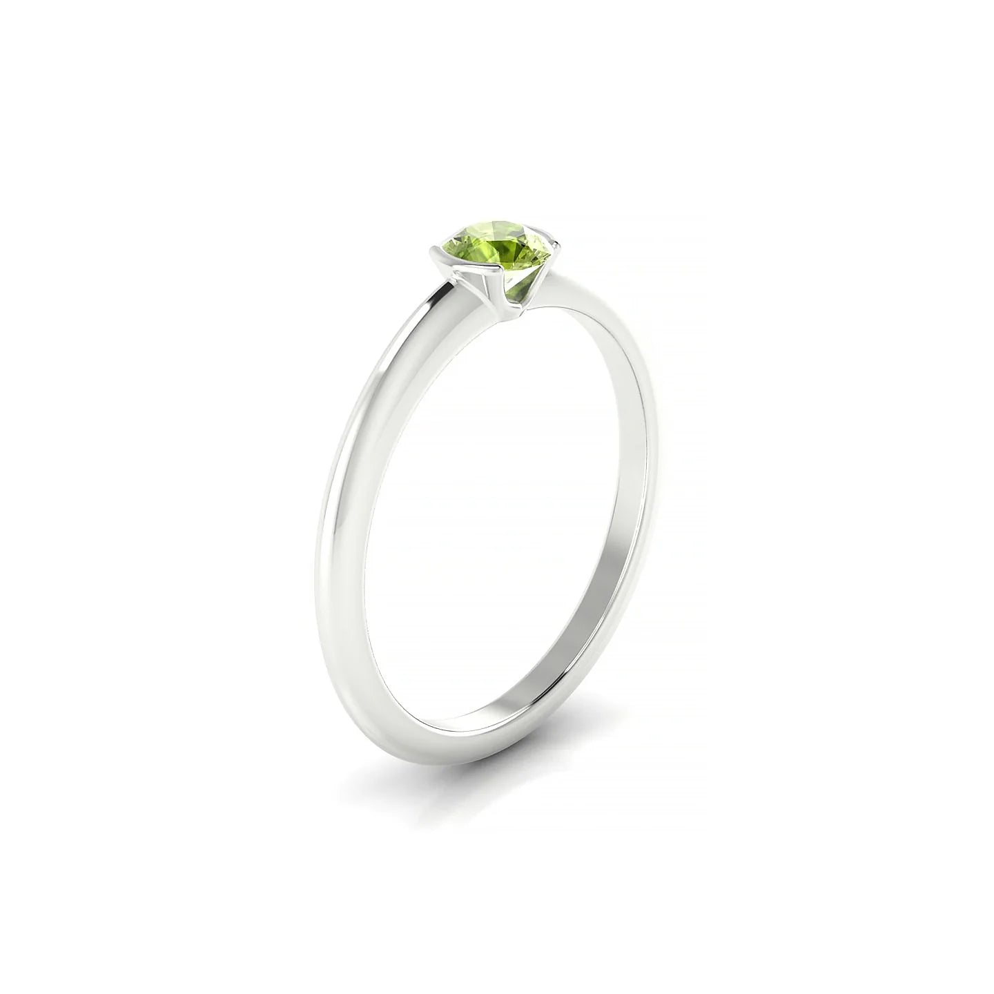 Suspense | 18k White Gold 4.5 mm Round Peridot Ring