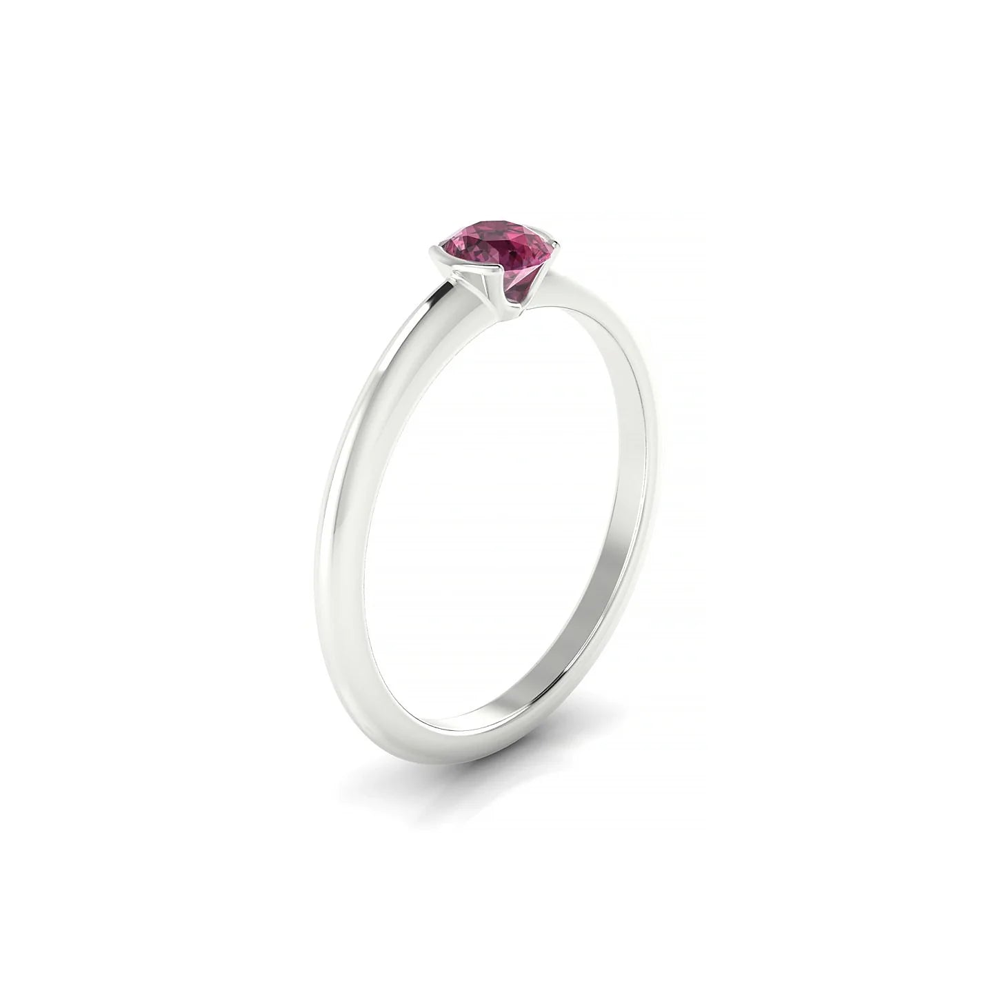 Suspense | 18k White Gold 4.5 mm Round Rhodolite Ring
