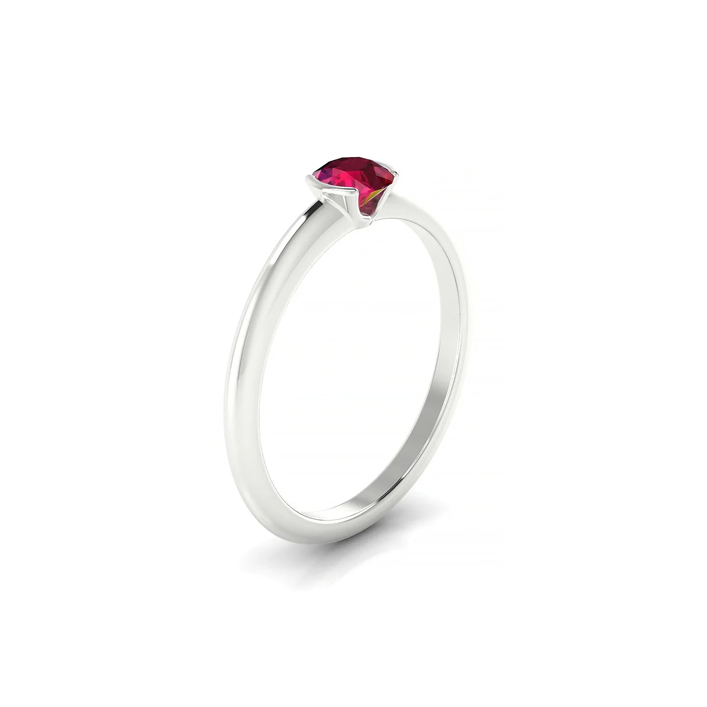 Suspense | 18k White Gold 4.5 mm Round Ruby Ring