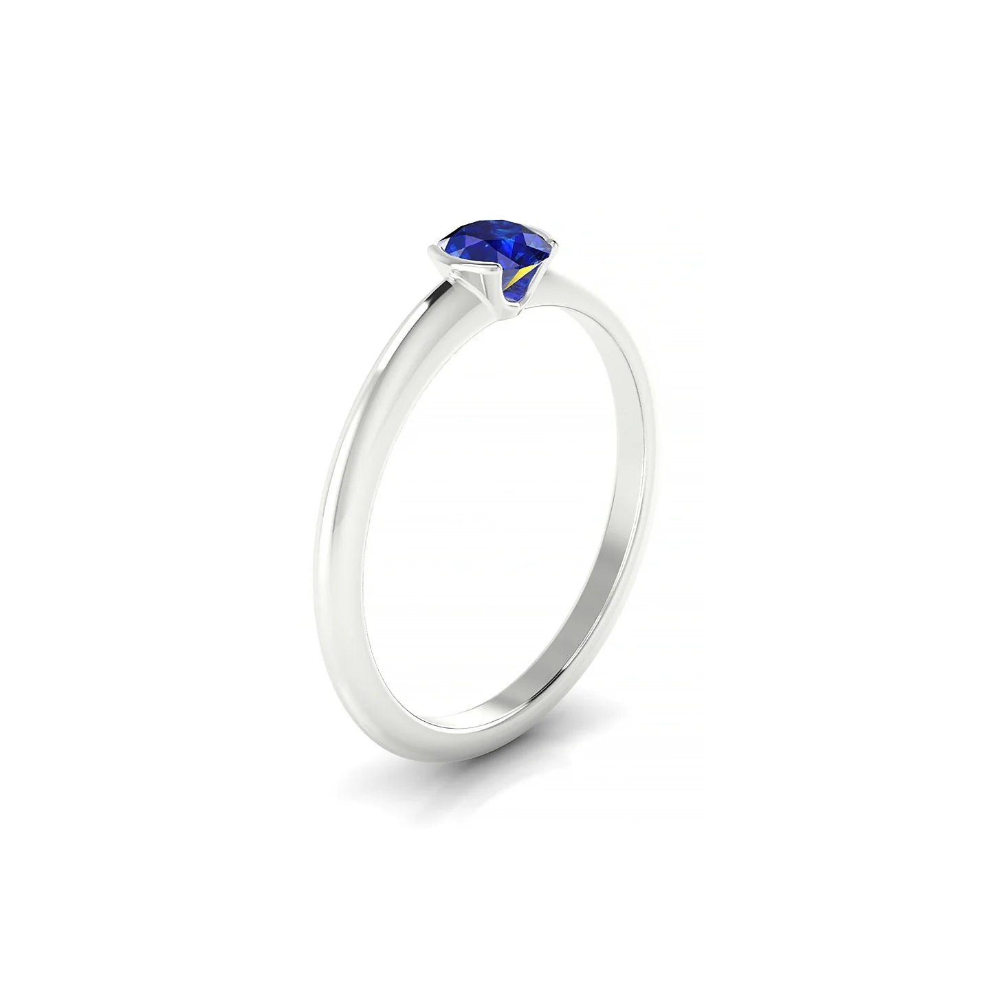 Suspense | 18k White Gold 4.5 mm Round Sapphire Ring