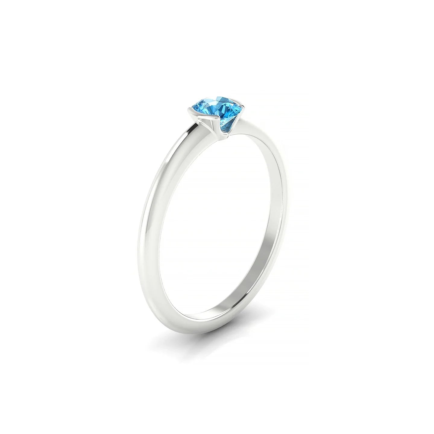 Suspense | 18k White Gold 4.5 mm Round Topaz Ring
