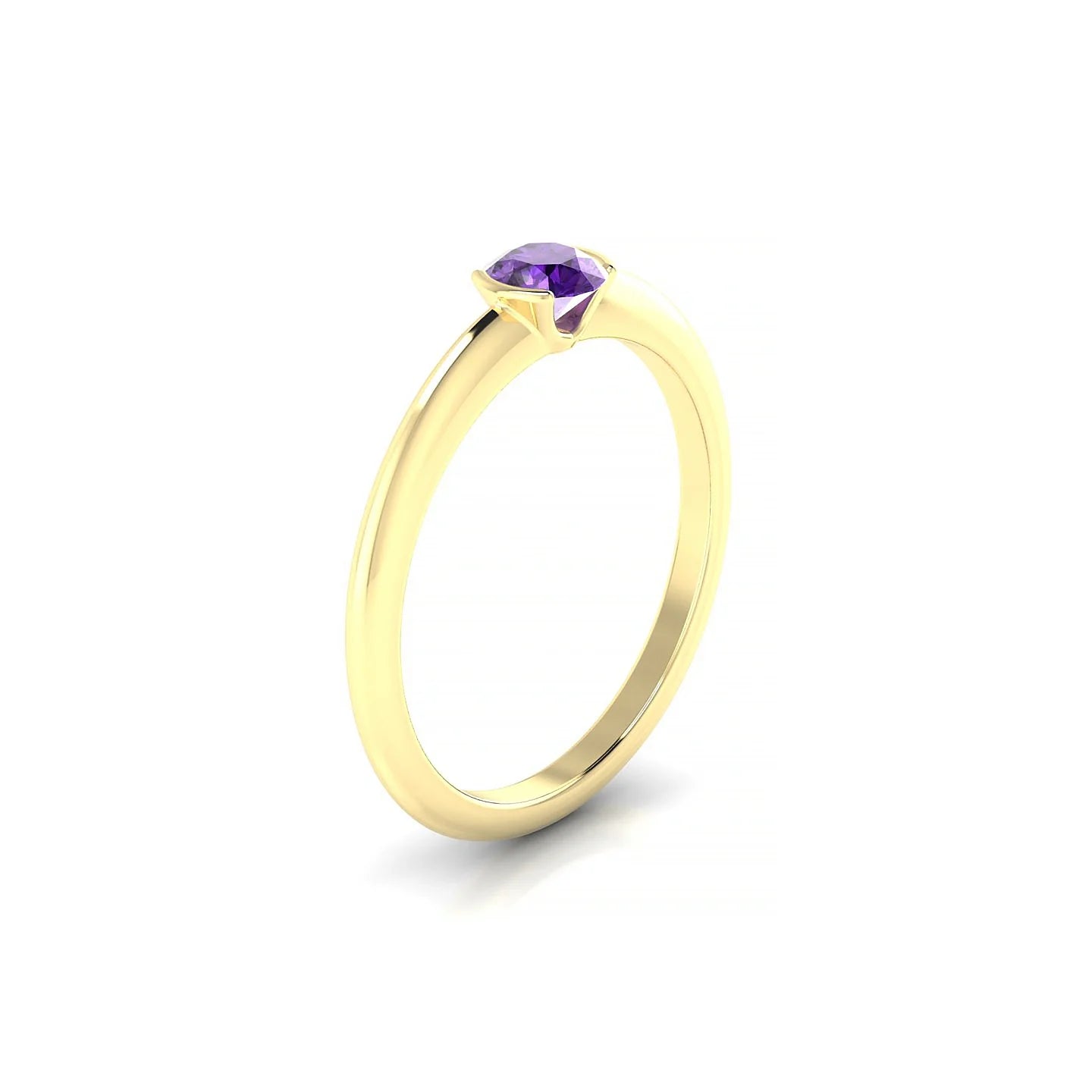 Suspense | 18k Yellow Gold 4.5 mm Round Amethyst Ring