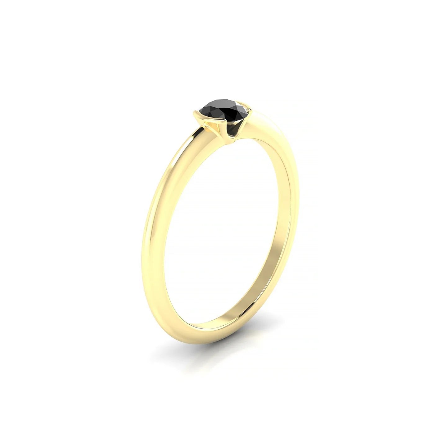 Suspense | 18k Yellow Gold 4.5 mm Round Black Diamond Ring