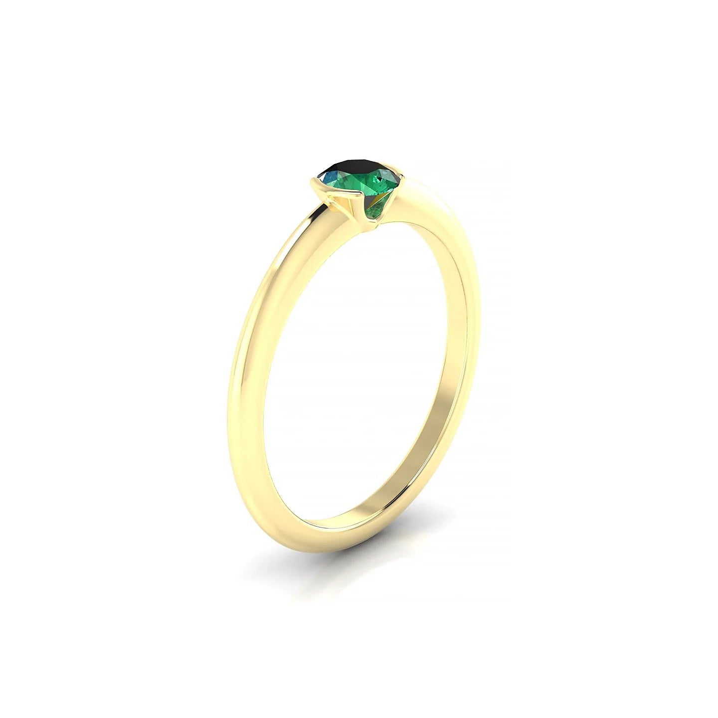 Suspense | 18k Yellow Gold 4.5 mm Round Emerald Ring