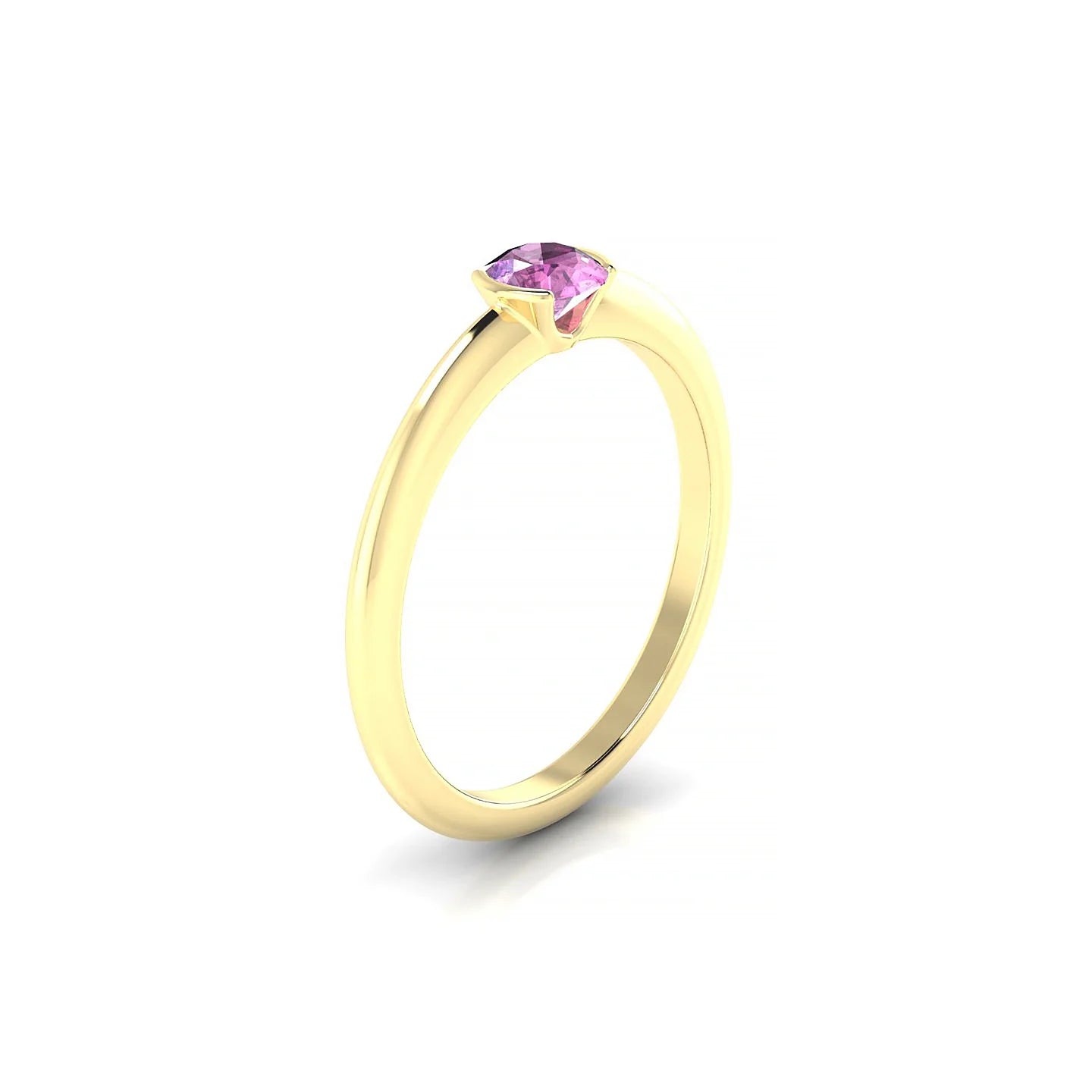 Suspense | 18k Yellow Gold 4.5 mm Round Pink Sapphire Ring