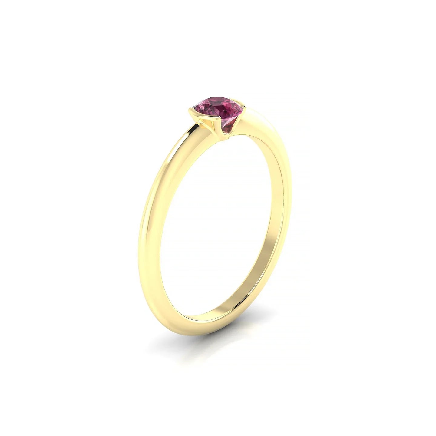 Suspense | 18k Yellow Gold 4.5 mm Round Rhodolite Ring