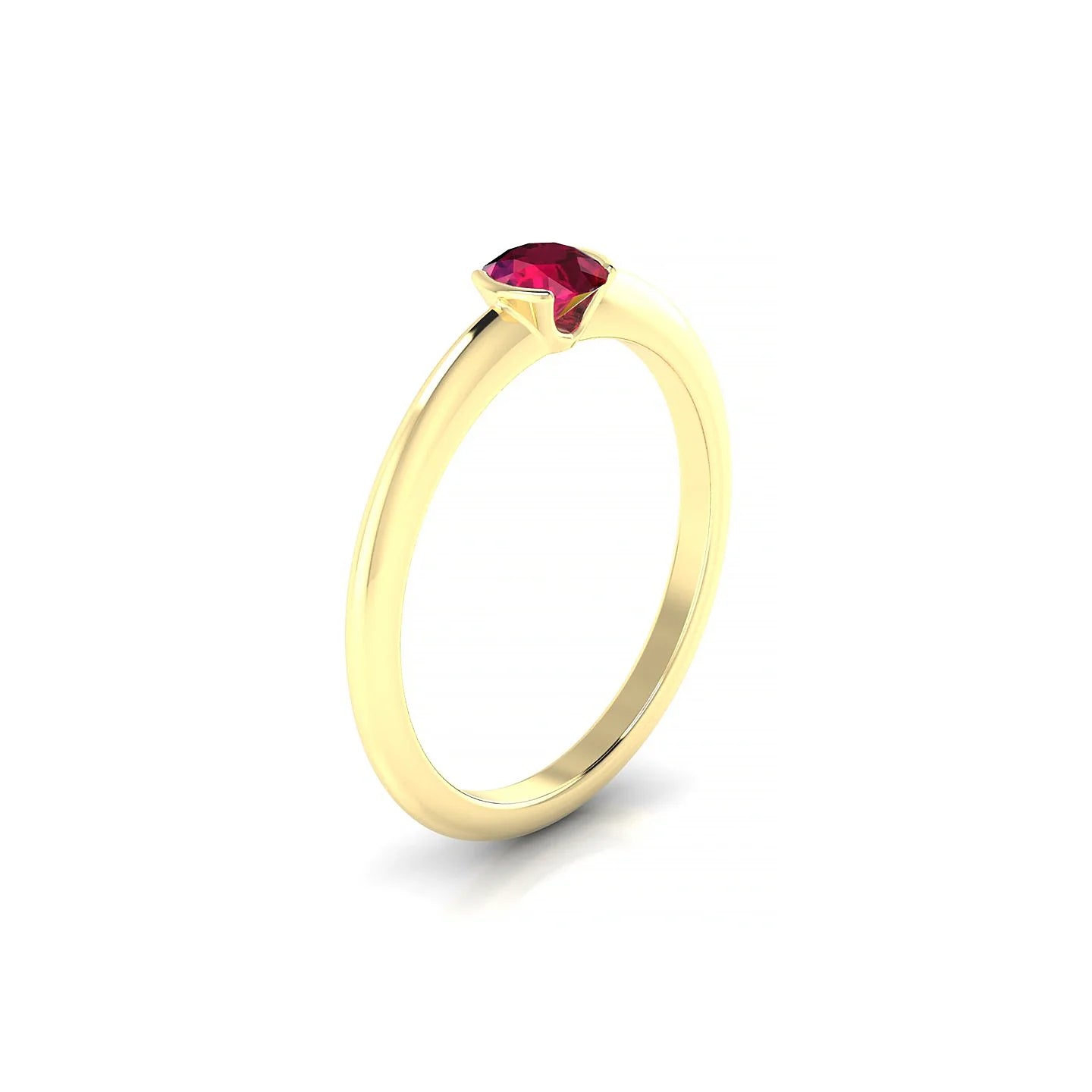 Suspense | 18k Yellow Gold 4.5 mm Round Ruby Ring