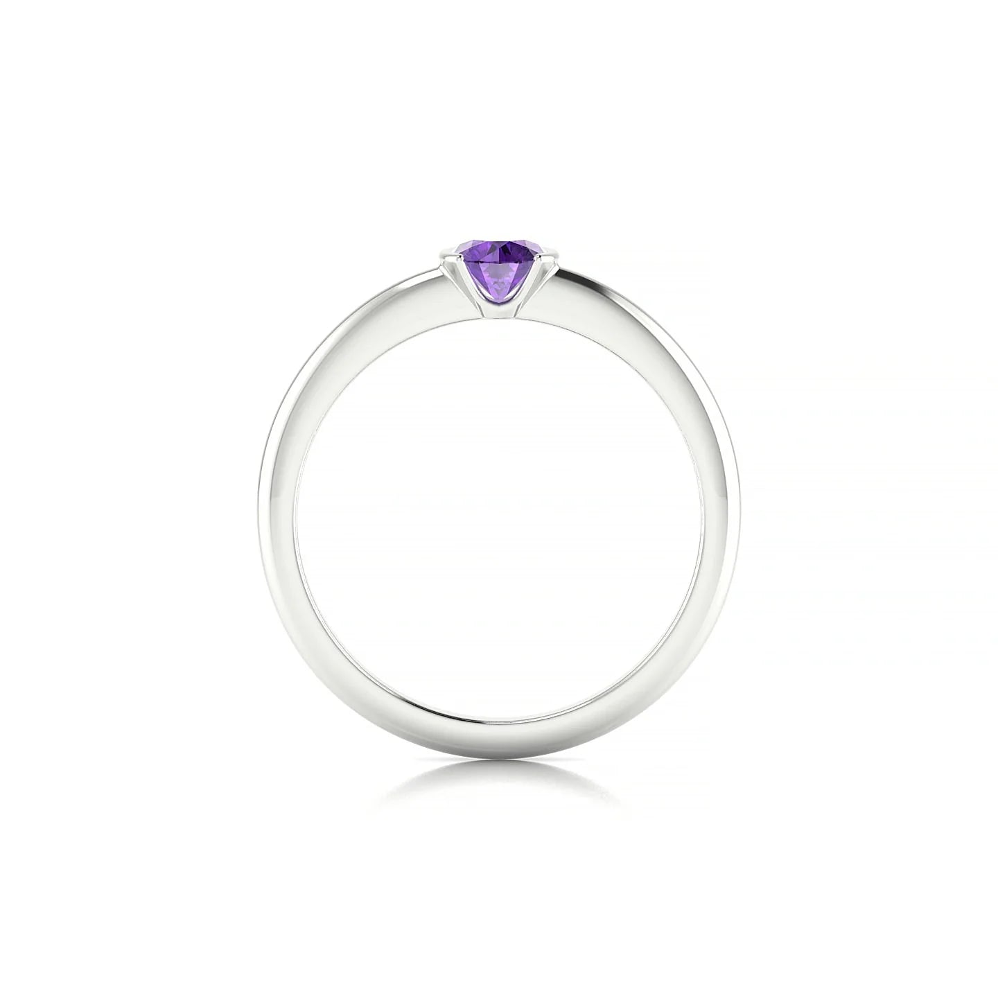Suspense | 18k White Gold 4.5 mm Round Amethyst Ring