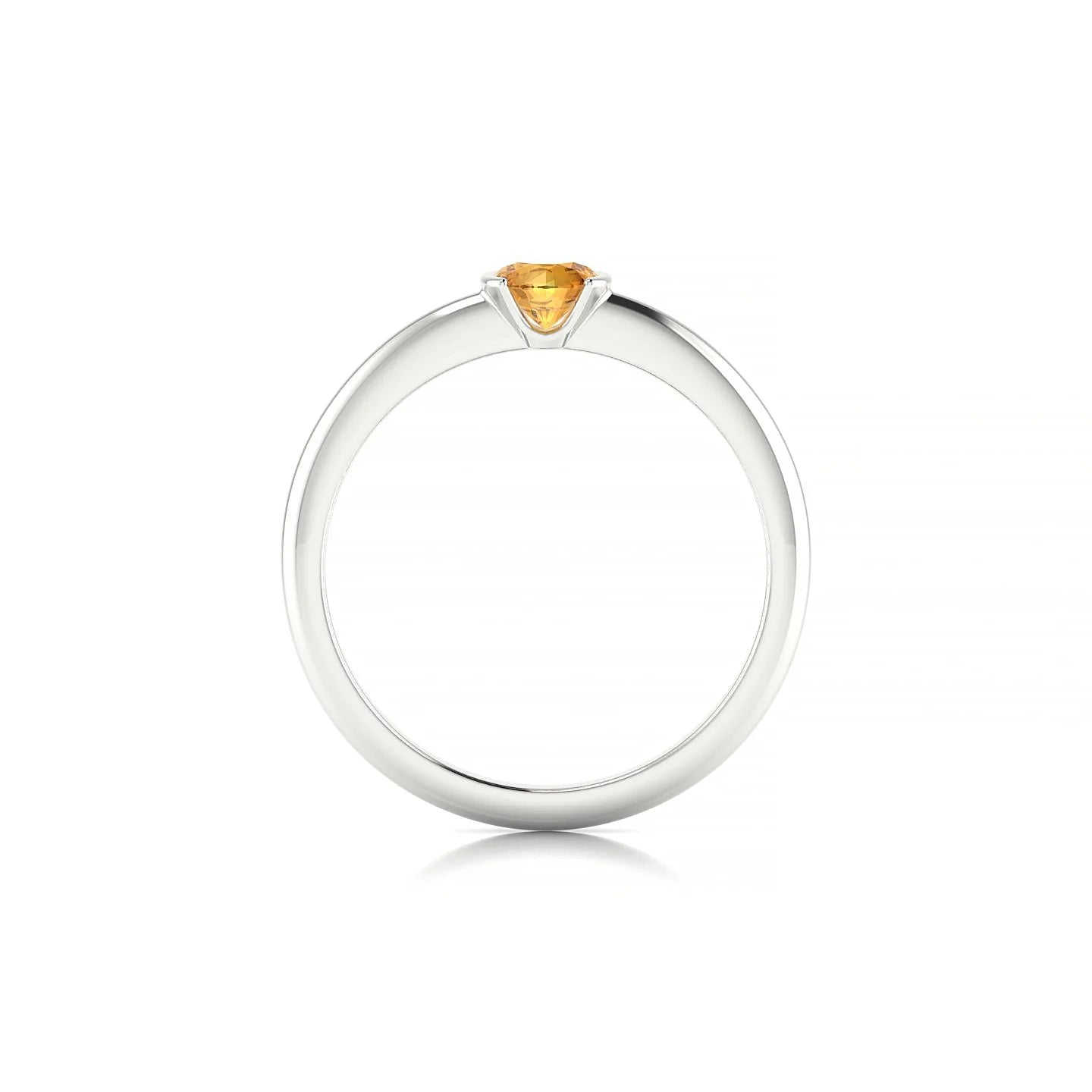 Suspense | 18k White Gold 4.5 mm Round Citrine Ring