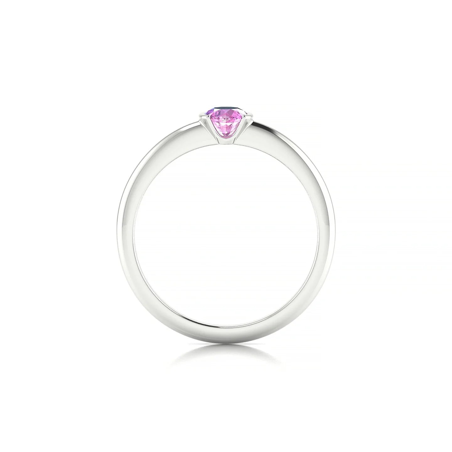 Suspense | 18k White Gold 4.5 mm Round Pink Sapphire Ring