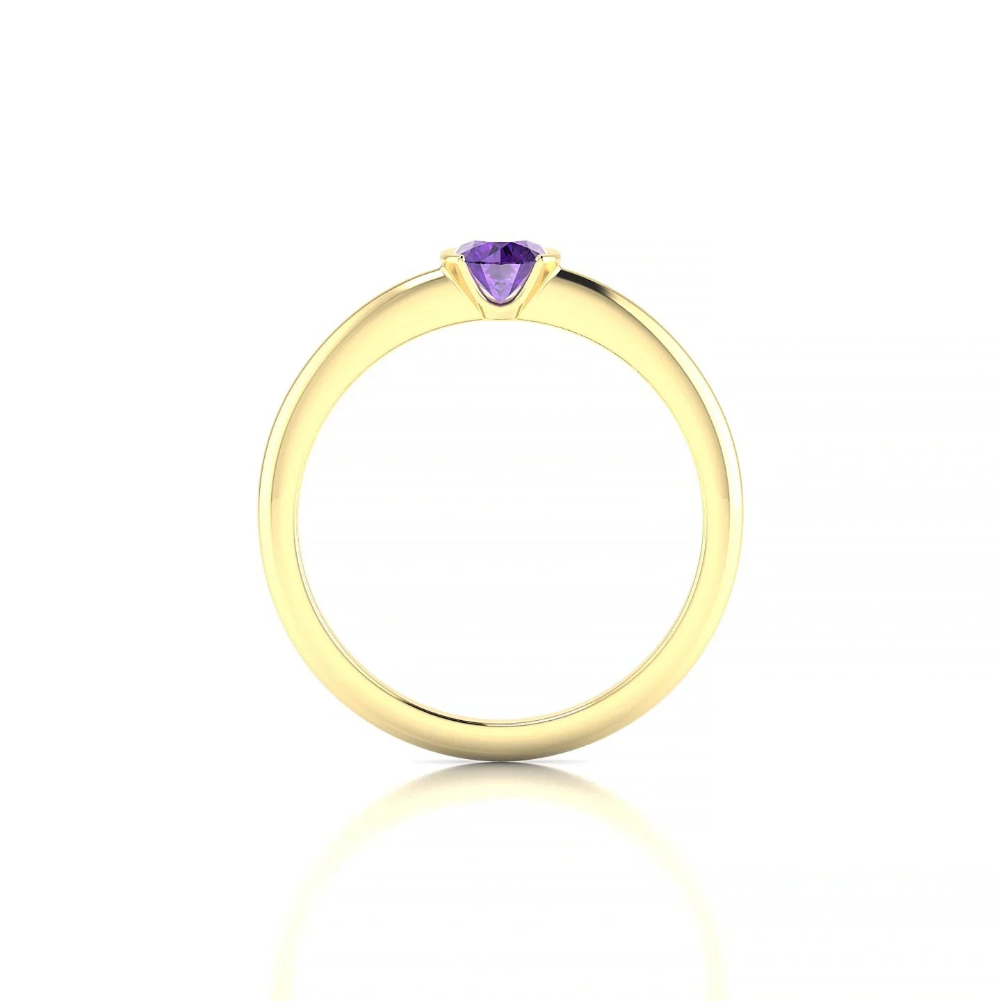Suspense | 18k Yellow Gold 4.5 mm Round Amethyst Ring