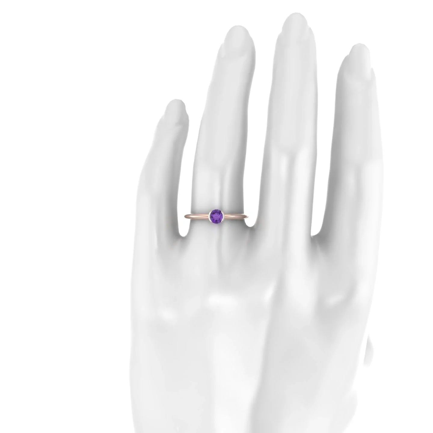 Suspense | 18k Rose Gold 4.5 mm Round Amethyst Ring