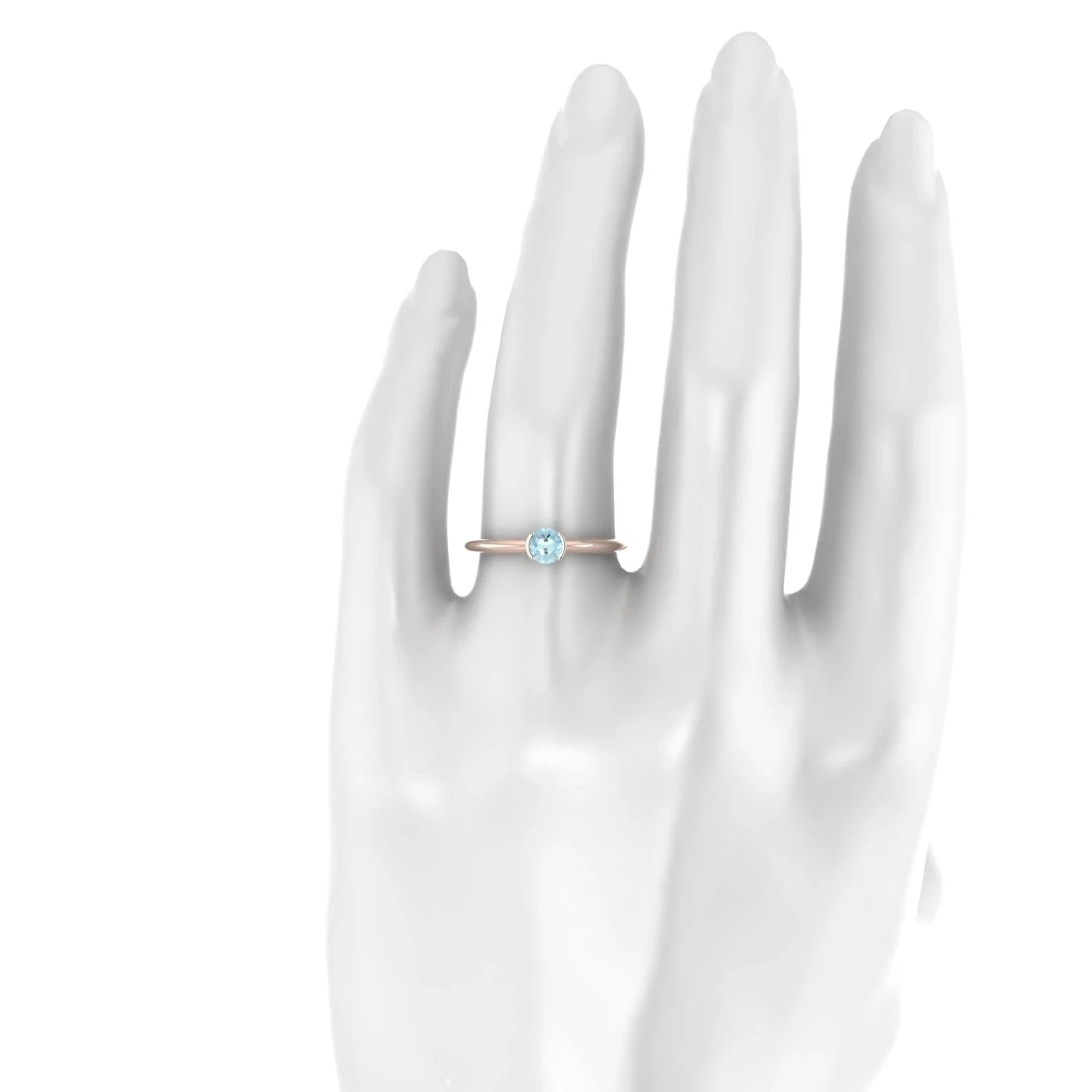 Suspense | 18k Rose Gold 4.5 mm Round Aquamarine Ring