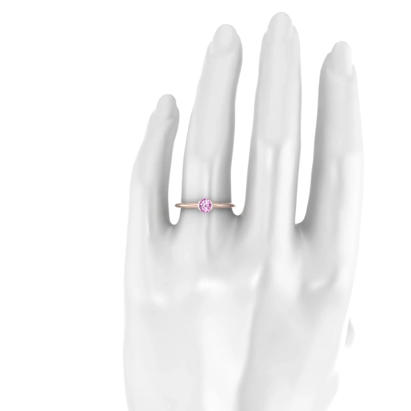 Suspense | 18k Rose Gold 4.5 mm Round Pink Sapphire Ring