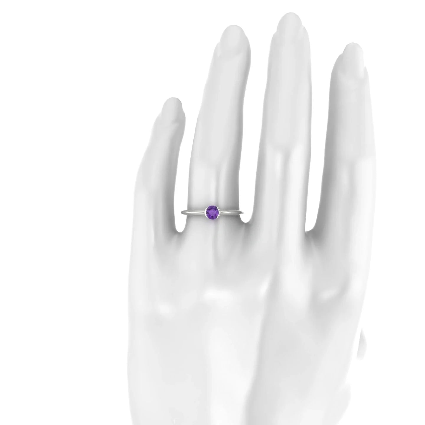 Suspense | 18k White Gold 4.5 mm Round Amethyst Ring