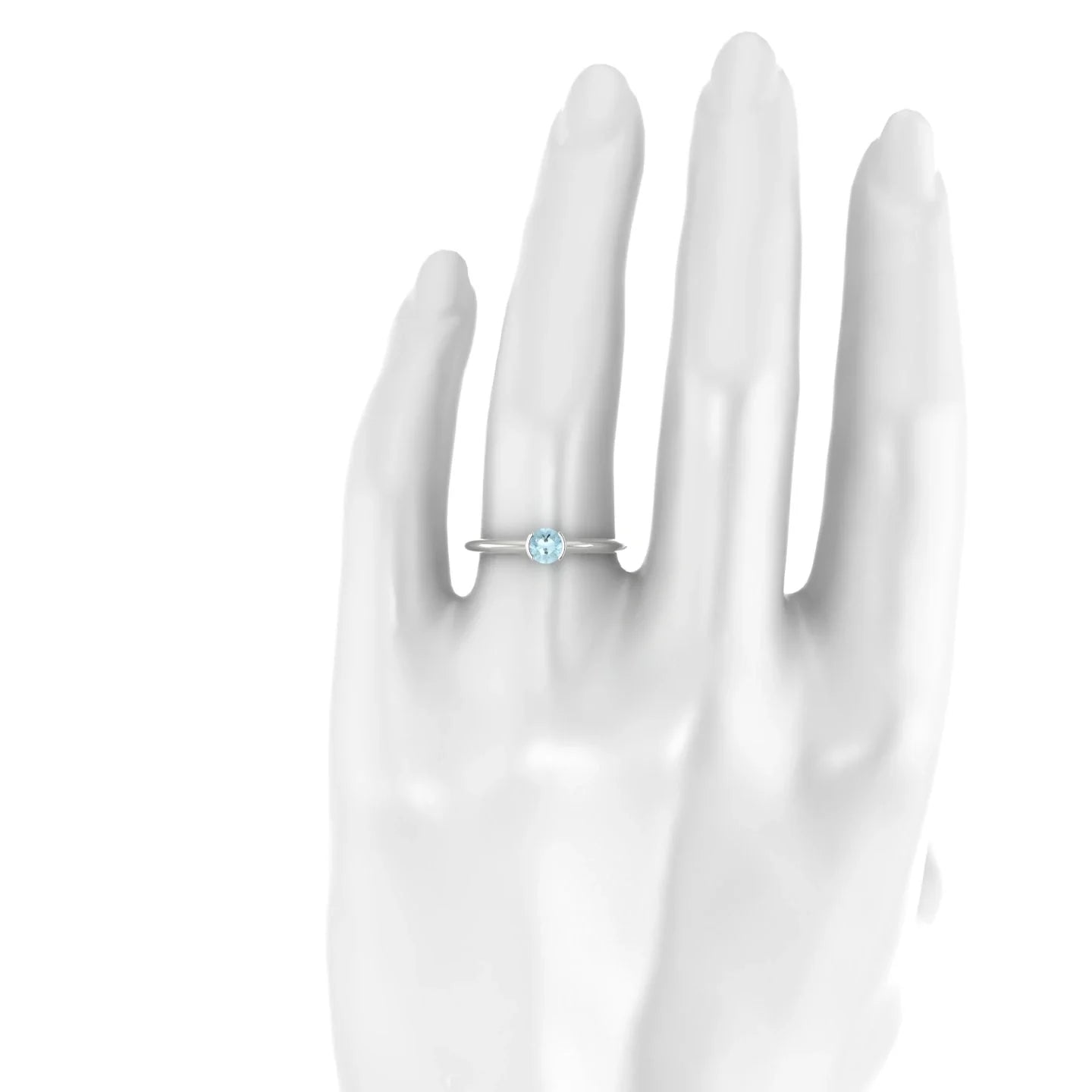 Suspense | 18k White Gold 4.5 mm Round Aquamarine Ring