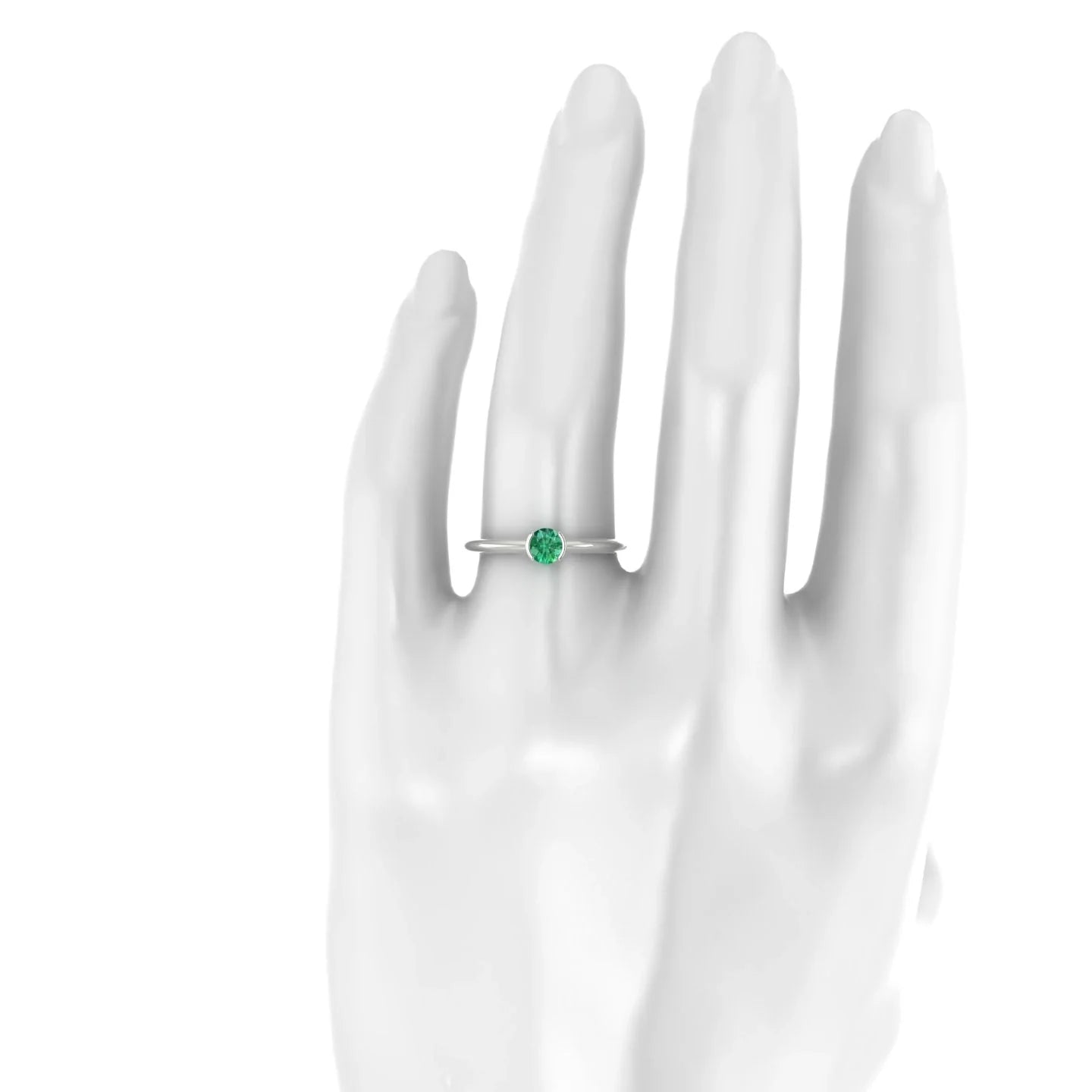 Suspense | 18k White Gold 4.5 mm Round Emerald Ring