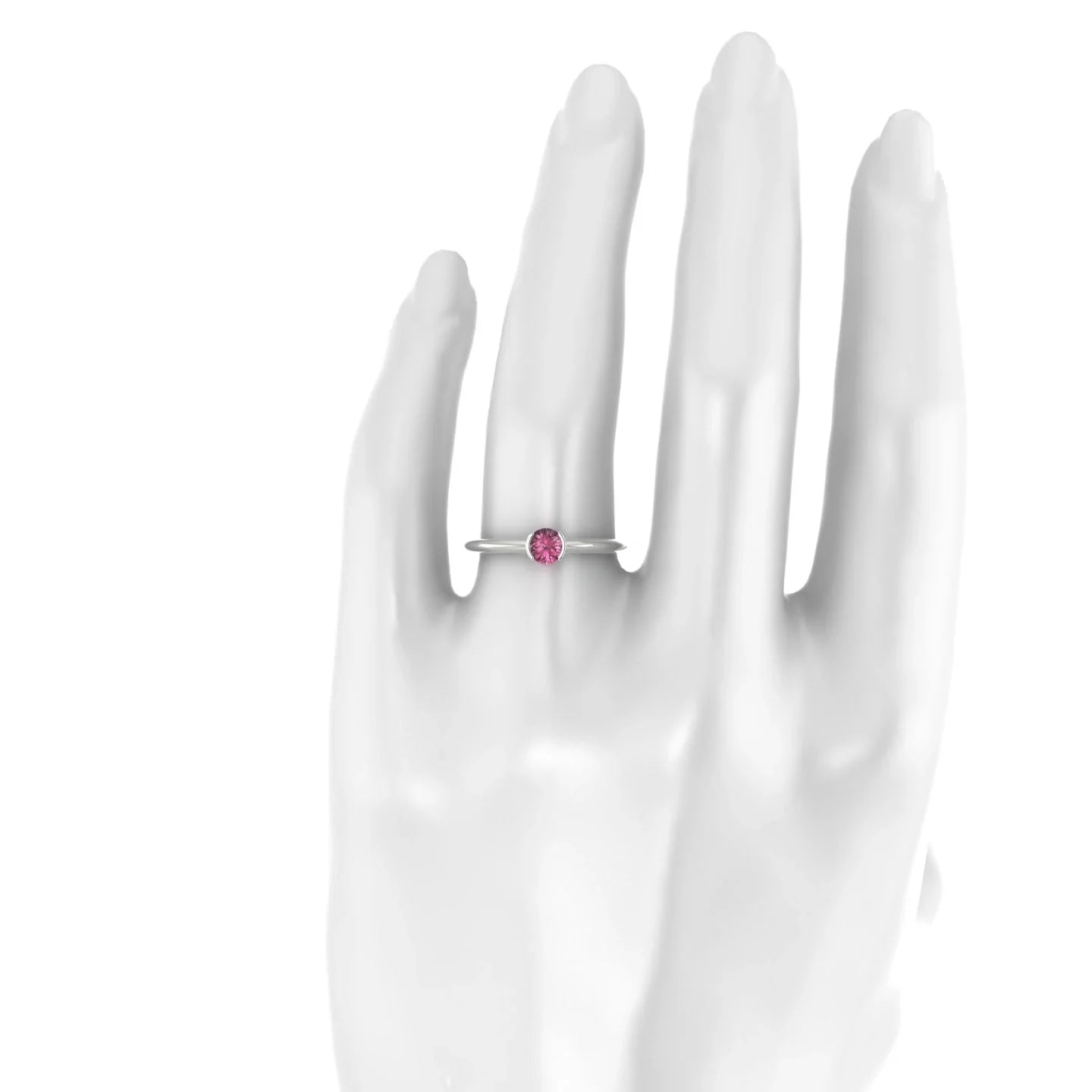 Suspense | 18k White Gold 4.5 mm Round Rhodolite Ring