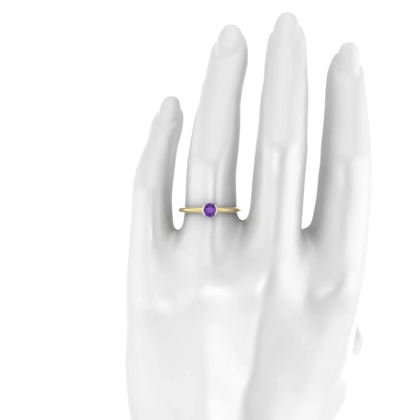 Suspense | 18k Yellow Gold 4.5 mm Round Amethyst Ring