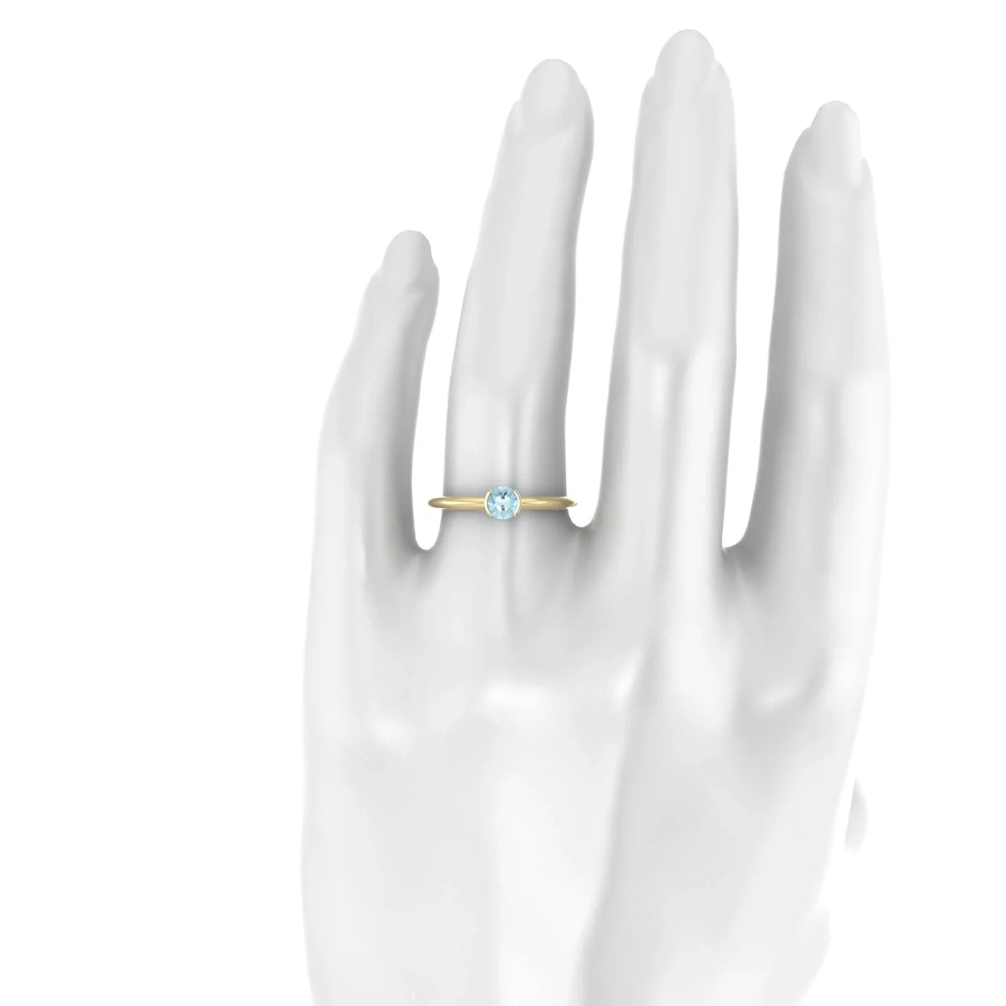 Suspense | 18k Yellow Gold 4.5 mm Round Aquamarine Ring