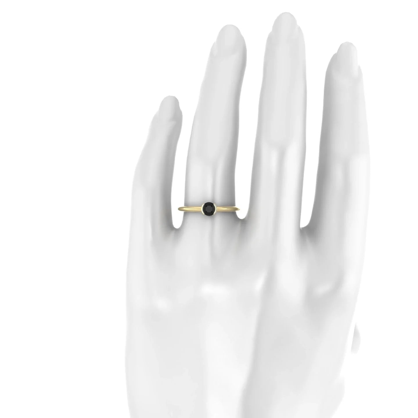 Suspense | 18k Yellow Gold 4.5 mm Round Black Diamond Ring