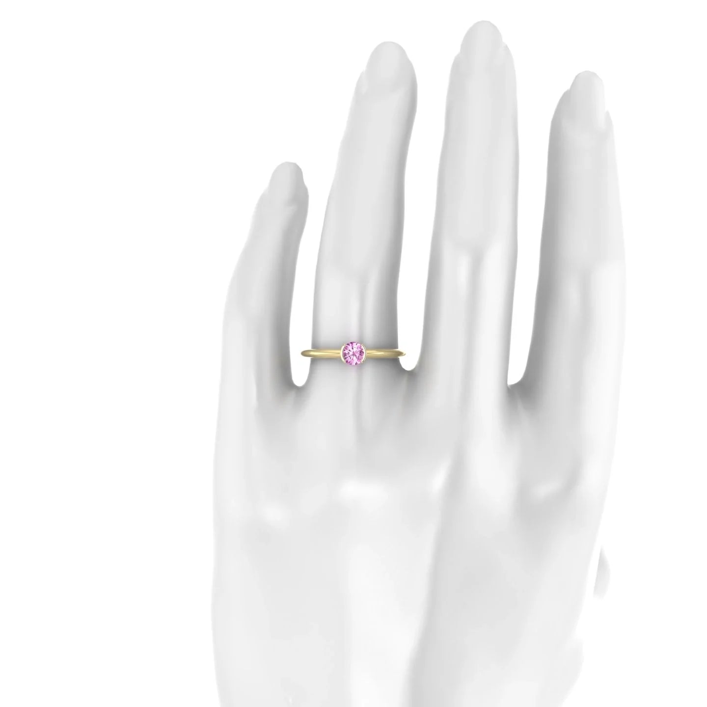 Suspense | 18k Yellow Gold 4.5 mm Round Pink Sapphire Ring