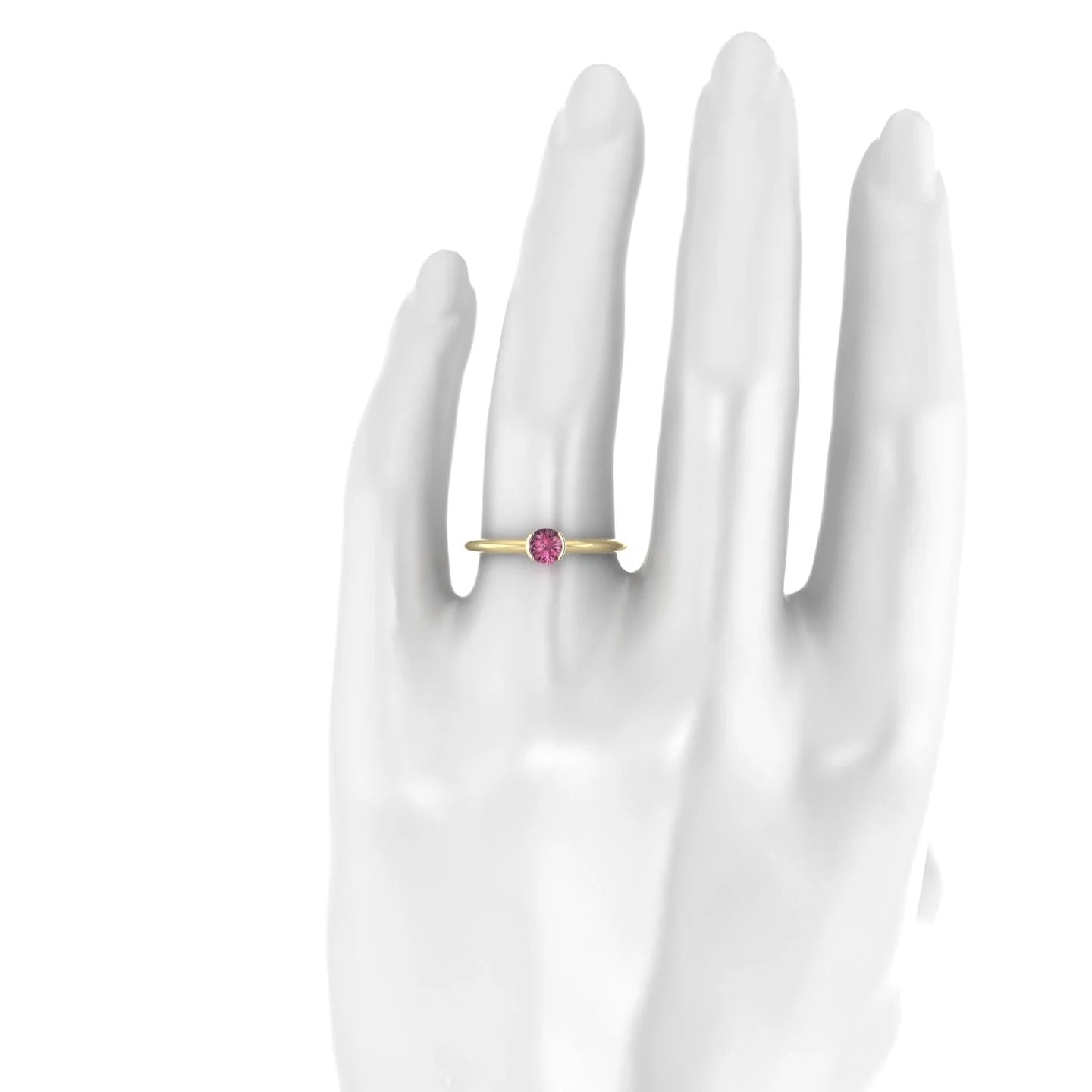 Suspense | 18k Yellow Gold 4.5 mm Round Rhodolite Ring