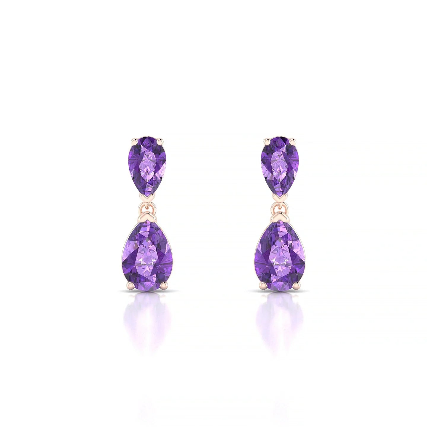 Sway | 18k Rose Gold 6 x 4 mm Pear Amethyst Earrings