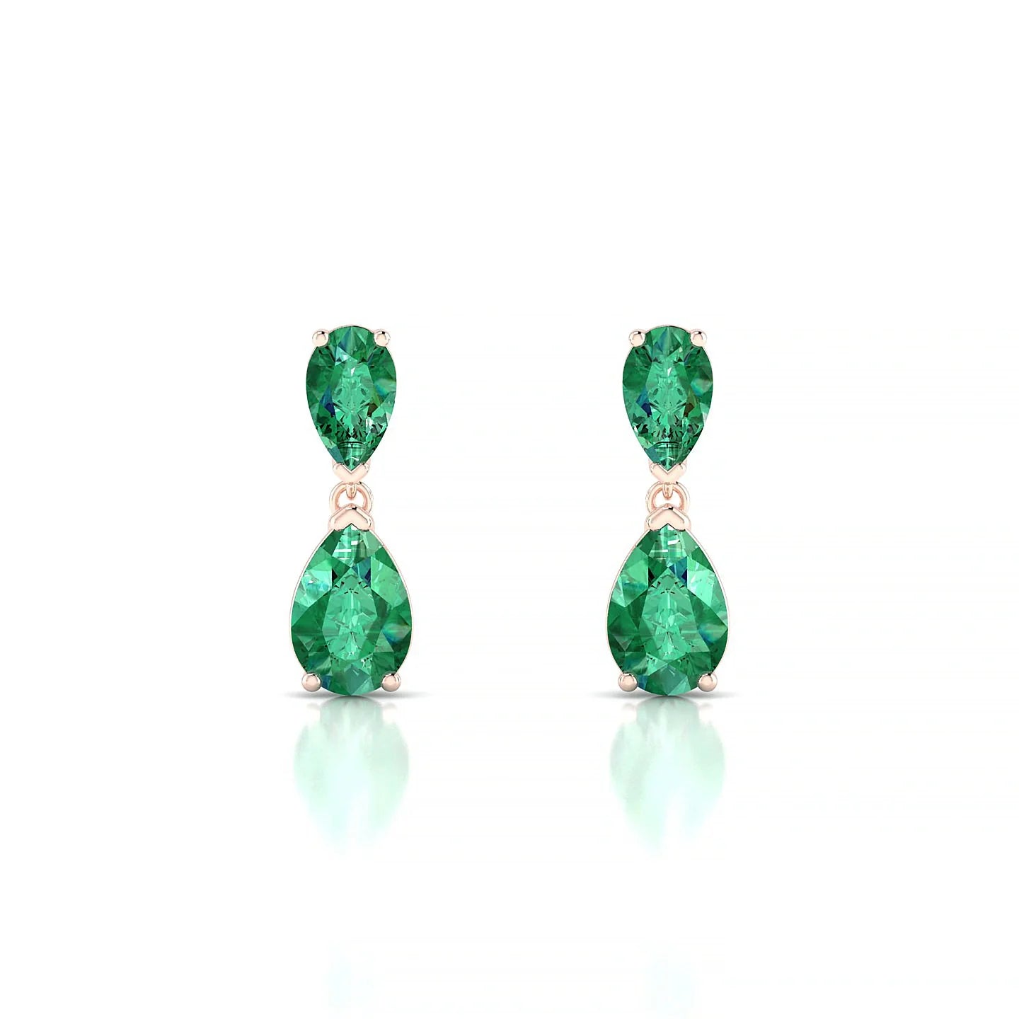 Sway | 18k Rose Gold 6 x 4 mm Pear Emerald Earrings