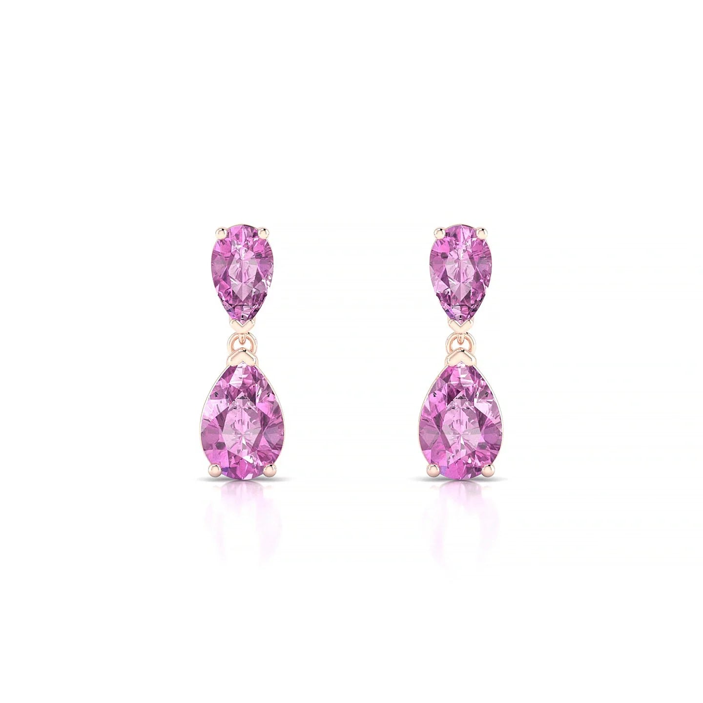 Sway | 18k Rose Gold 6 x 4 mm Pear Pink Sapphire Earrings