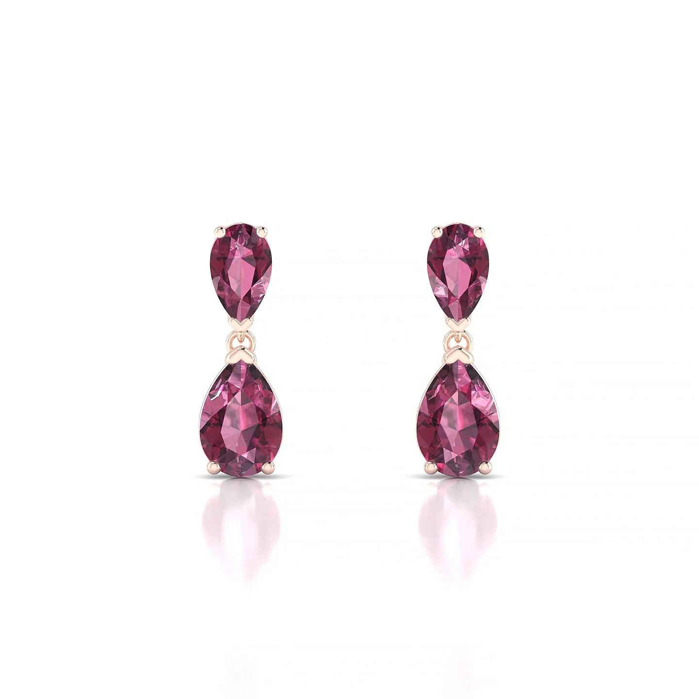 Sway | 18k Rose Gold 6 x 4 mm Pear Rhodolite Earrings