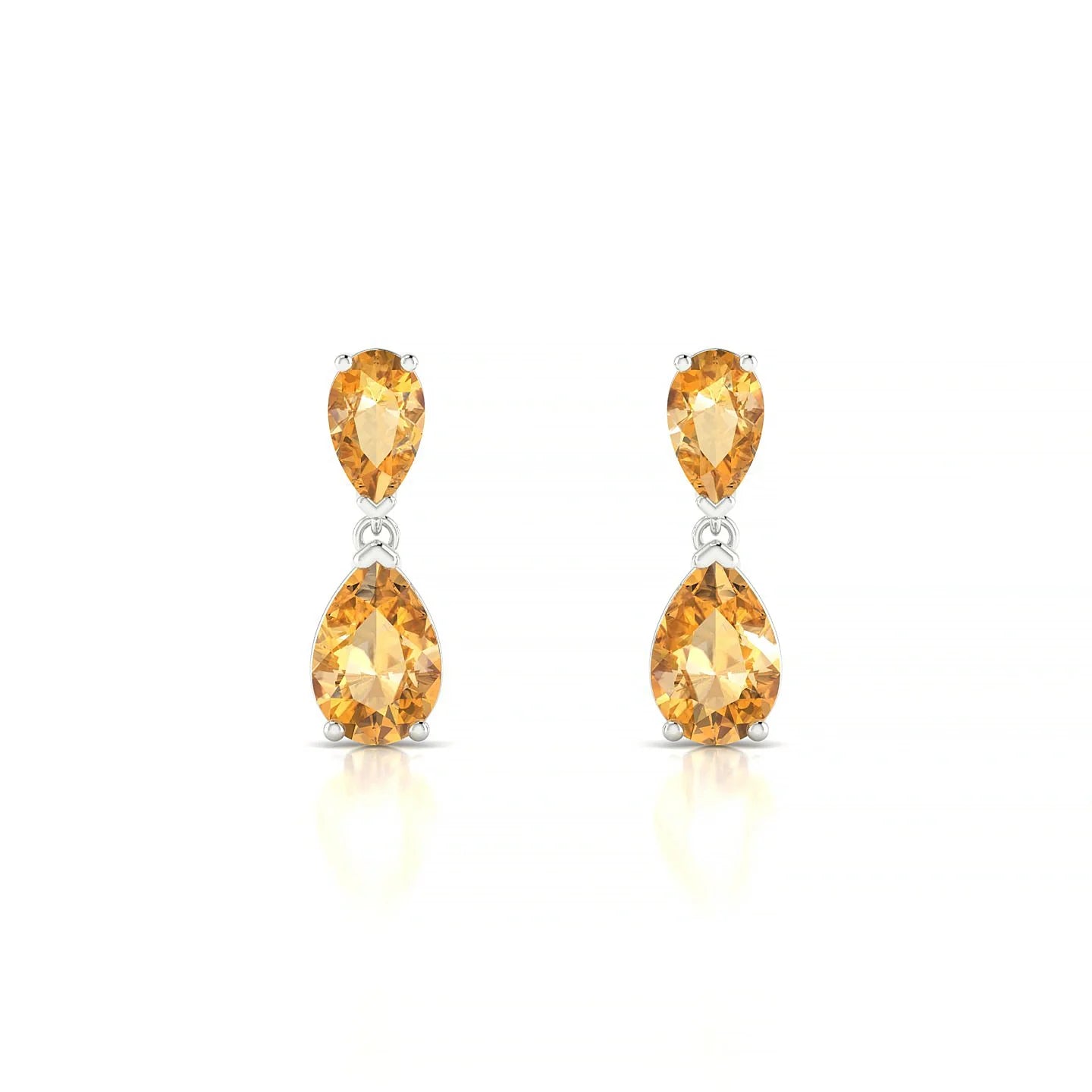 Sway | 18k White Gold 6 x 4 mm Pear Citrine Earrings